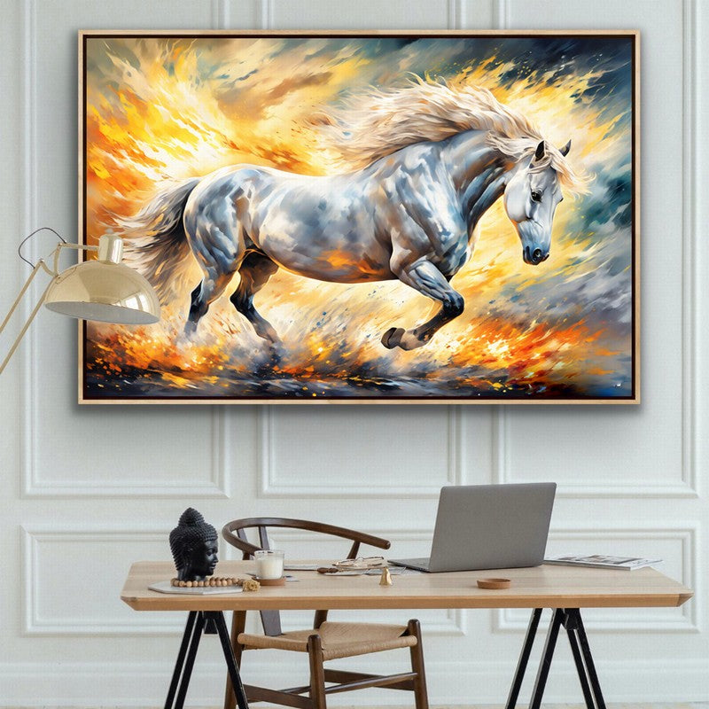 Fierce Horse Oil Painting with Intense Details