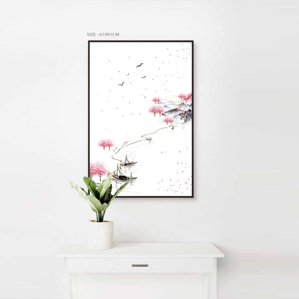 Chinese Style: Lake with Red Mangroves Art