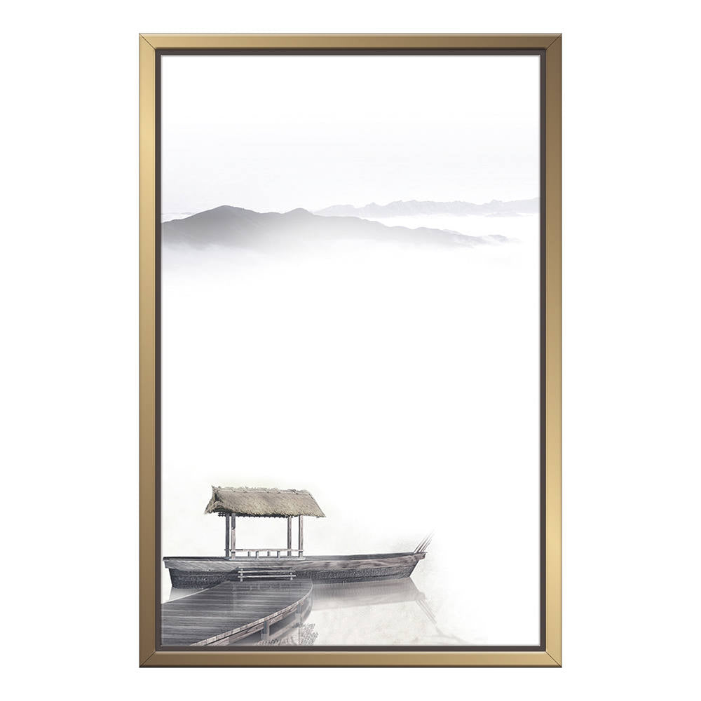 Ink-Brushed Sampan: Home Canvas Decor