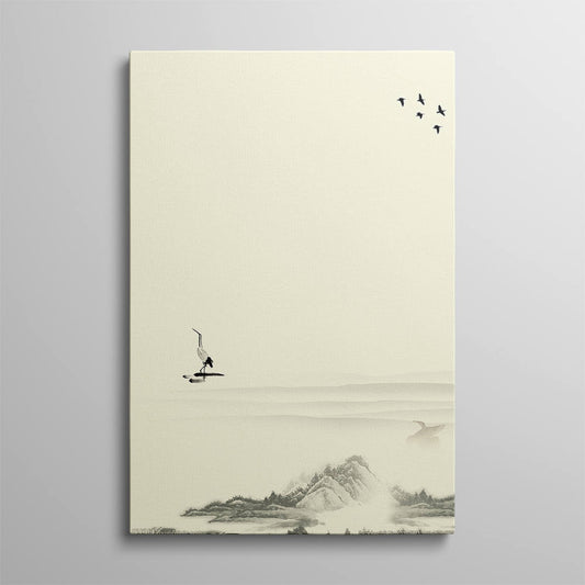 Ink Mountains, Birds: Home Canvas Decor