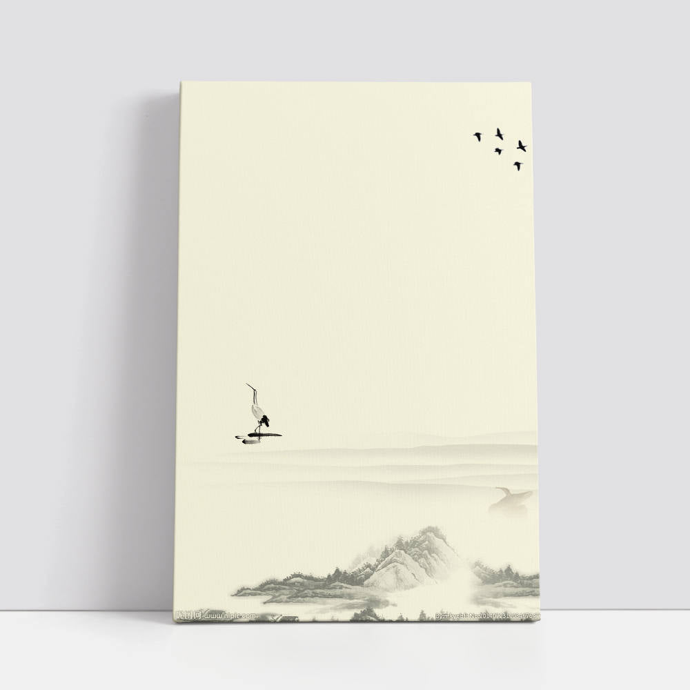 Ink Mountains, Birds: Home Canvas Decor