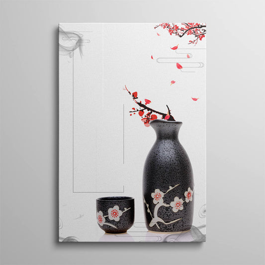 Chinese Style: Peach Blossoms and Tea Scene