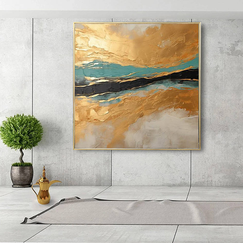 Golden Abstract: Home Canvas Decor