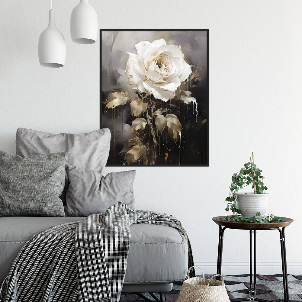 High-End Grey Rose Art for Decor