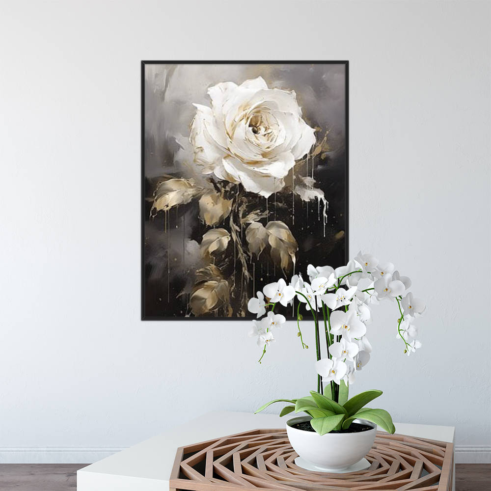 High-End Grey Rose Art for Decor