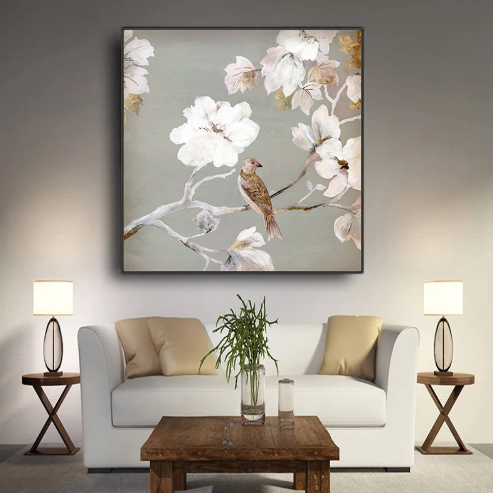 Chinese Style: Floral and Avian Artistic Depiction