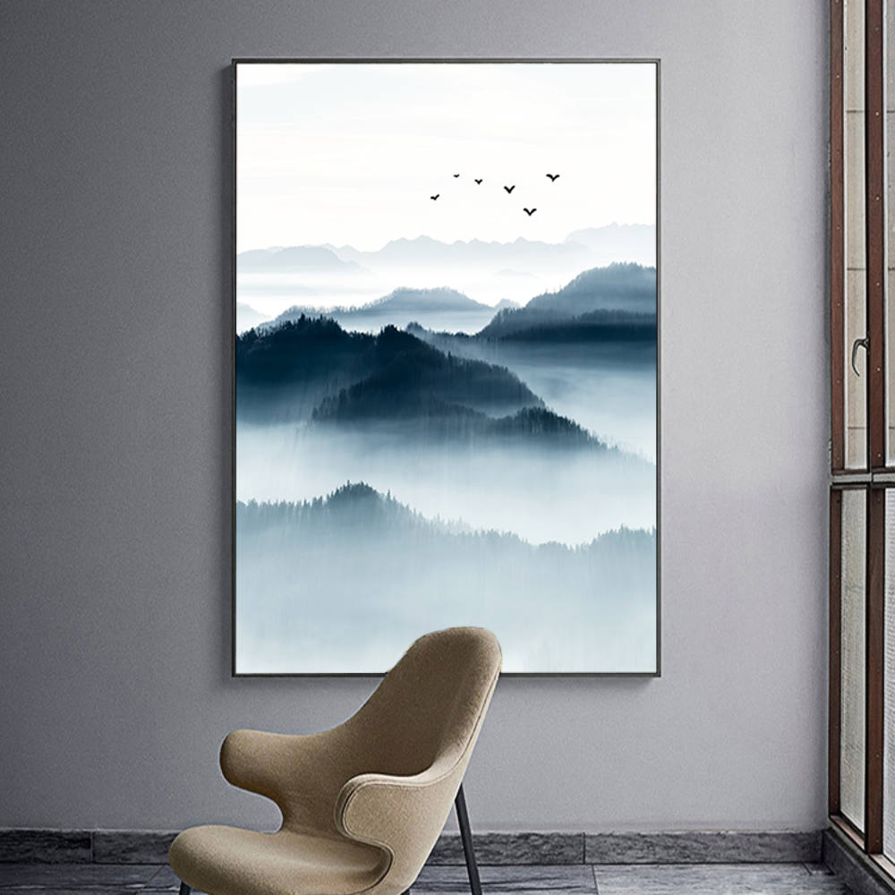 Chinese Landscape: Distant Mountains, Wild Geese