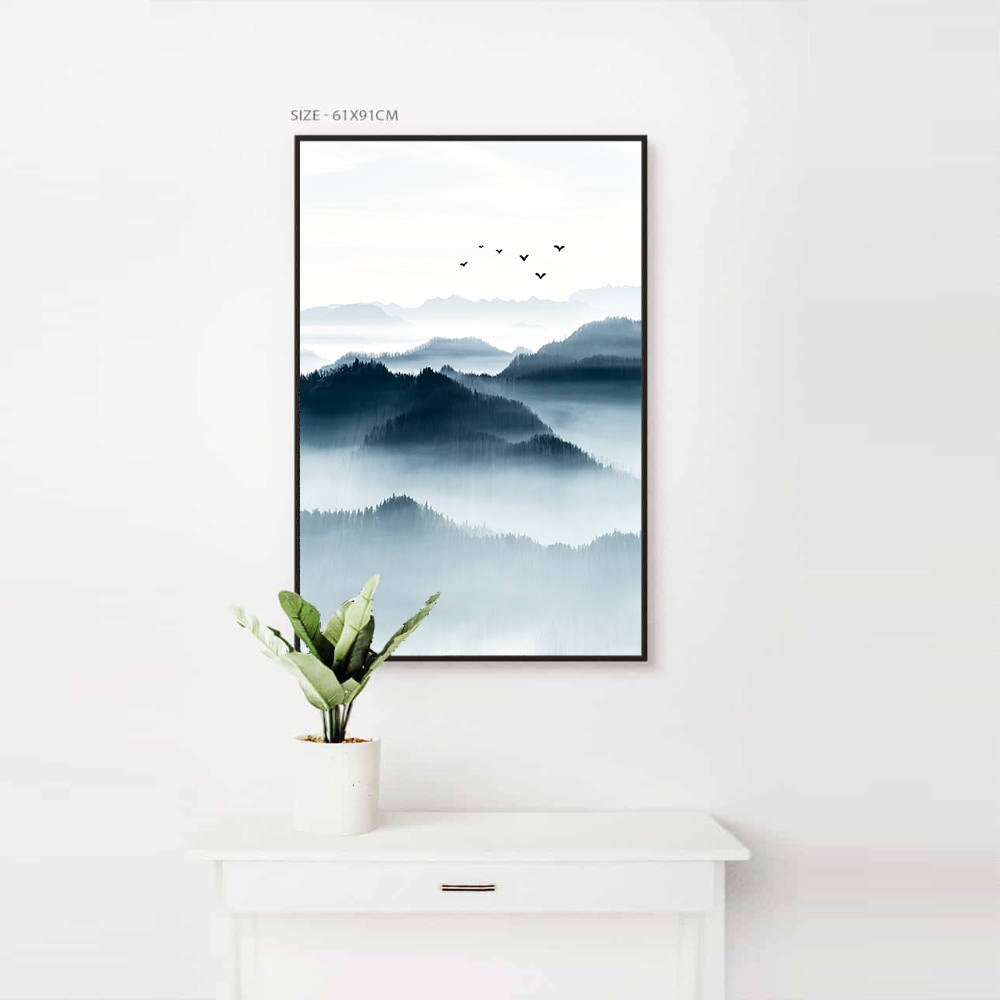 Chinese Landscape: Distant Mountains, Wild Geese