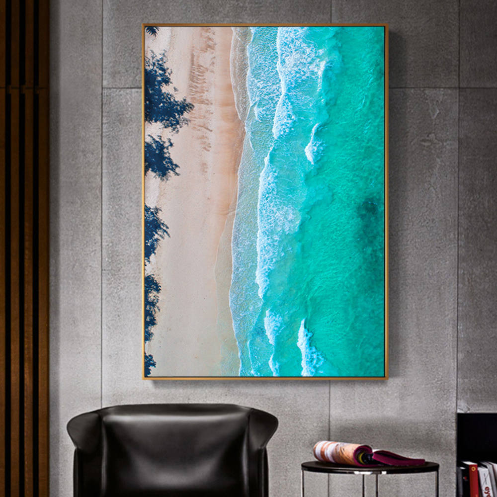 Grey-Blue Coastline Aerial View Artwork Creation