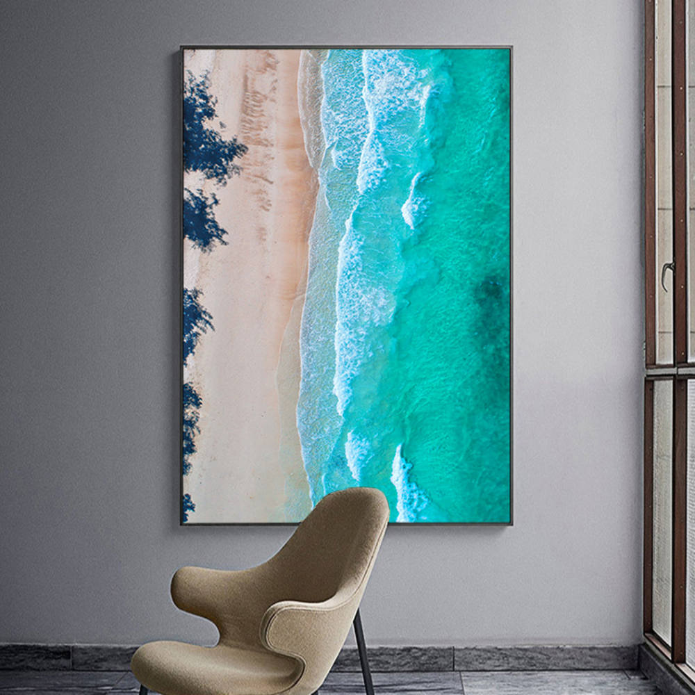 Grey-Blue Coastline Aerial View Artwork Creation