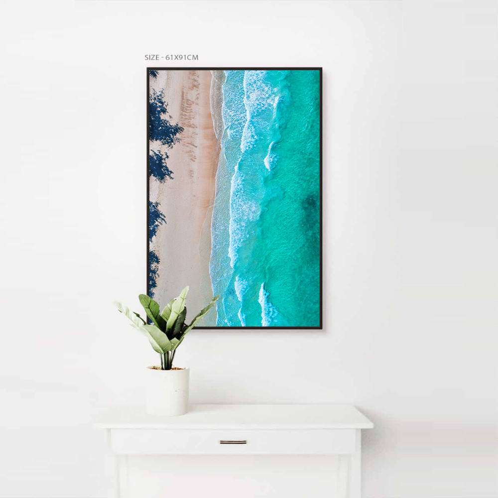 Grey-Blue Coastline Aerial View Artwork Creation