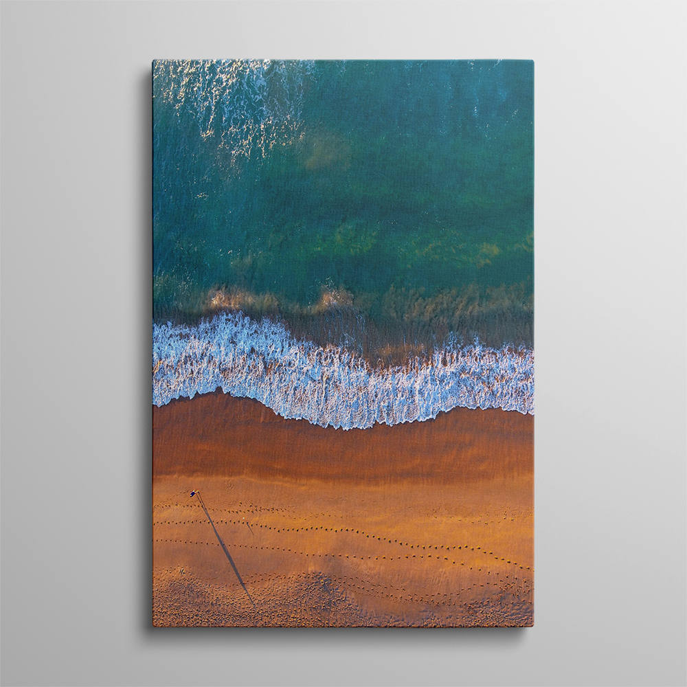 Grey-Blue Coastal Horizon: Aerial View Painting
