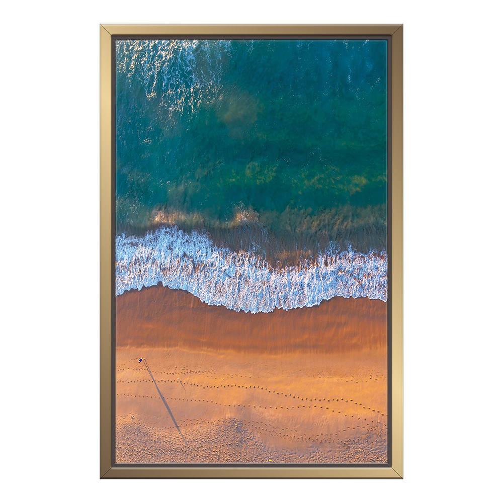 Grey-Blue Coastal Horizon: Aerial View Painting