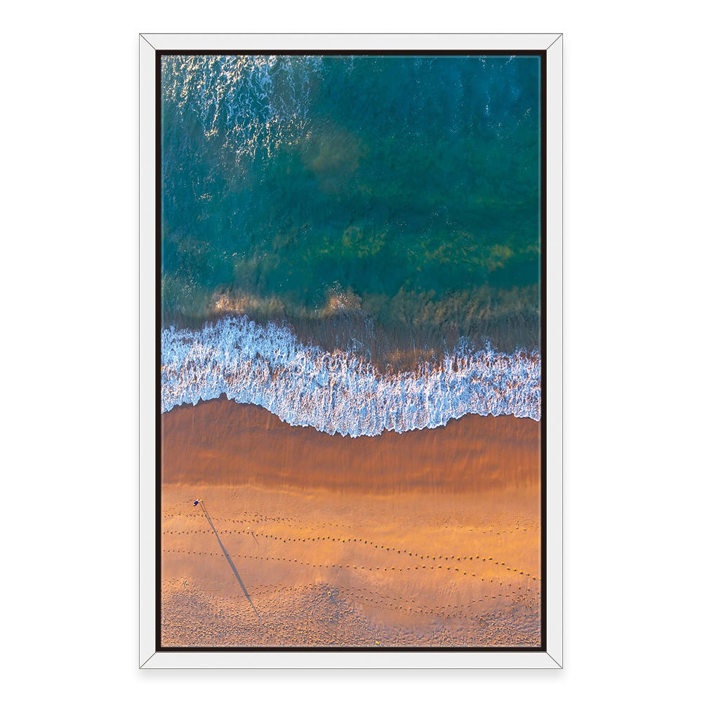 Grey-Blue Coastal Horizon: Aerial View Painting