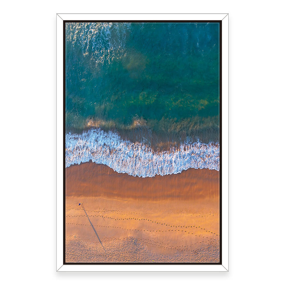 Grey-Blue Coastal Horizon: Aerial View Painting