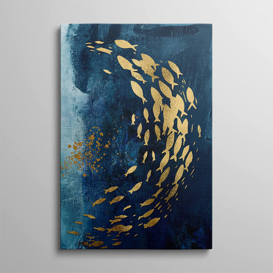Aquatic Dance in Gold Canvas