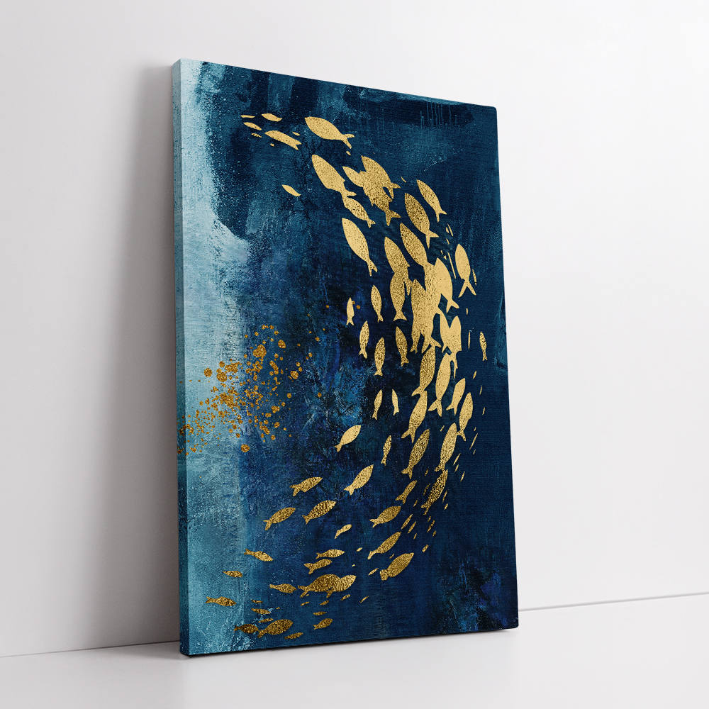 Aquatic Dance in Gold Canvas