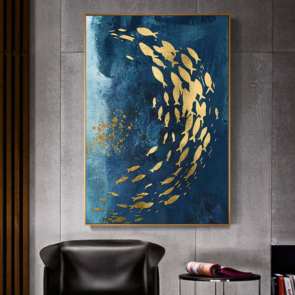 Aquatic Dance in Gold Canvas