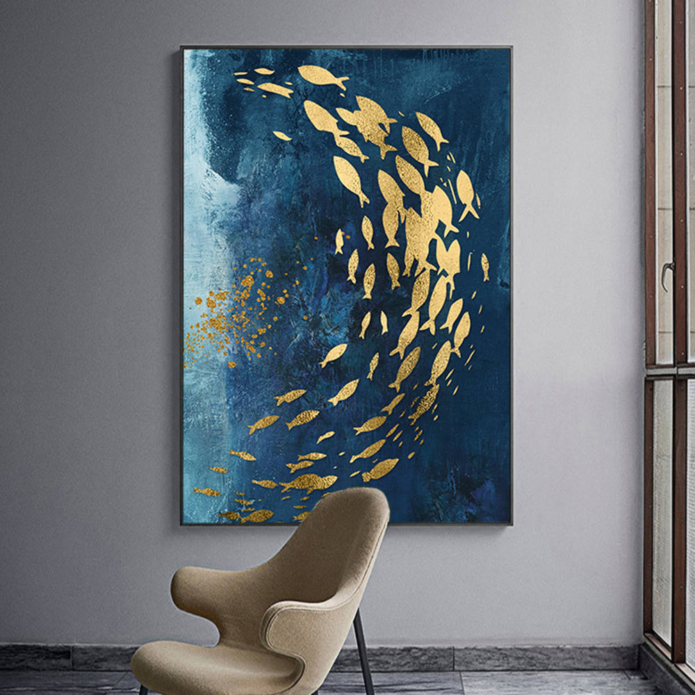 Aquatic Dance in Gold Canvas