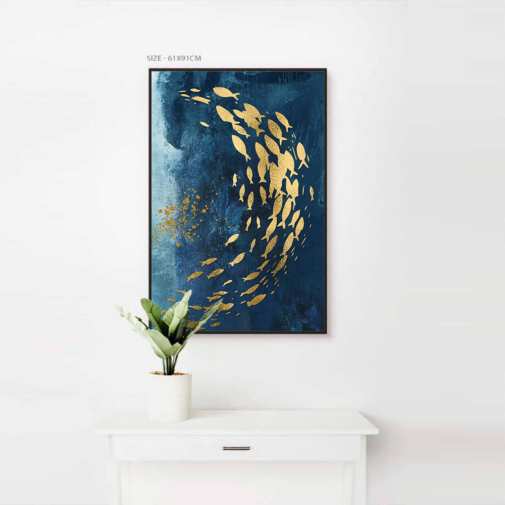 Aquatic Dance in Gold Canvas