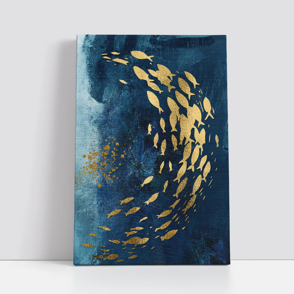 Aquatic Dance in Gold Canvas