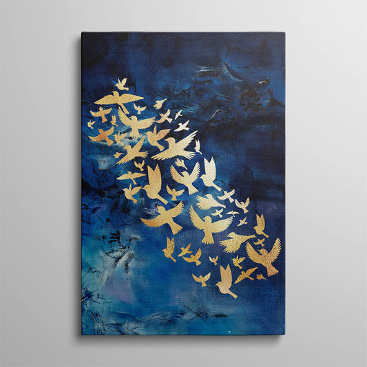 Azure Depths, Golden Wings Canvas