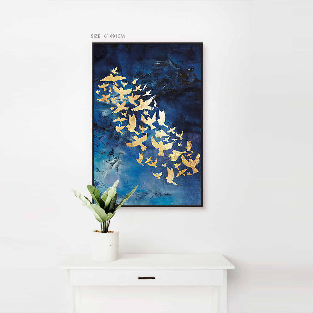 Azure Depths, Golden Wings Canvas