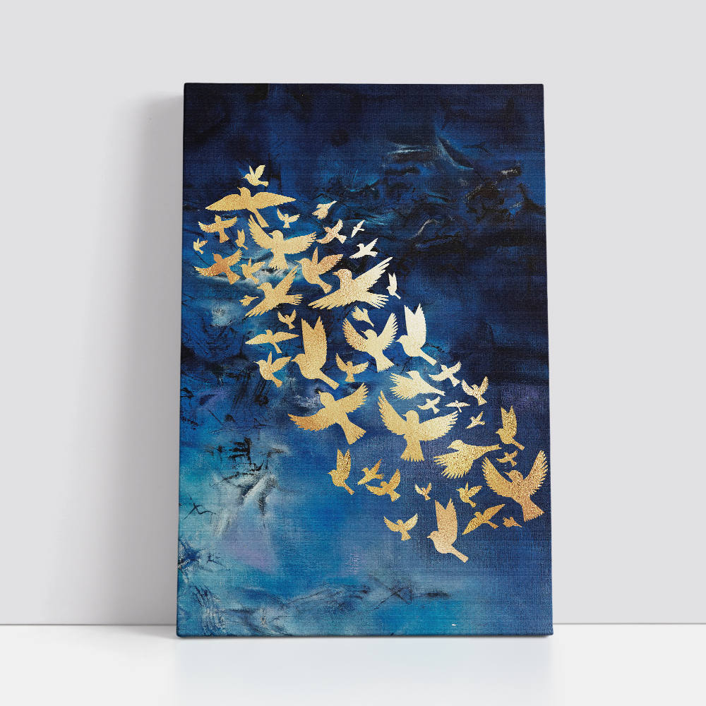 Azure Depths, Golden Wings Canvas