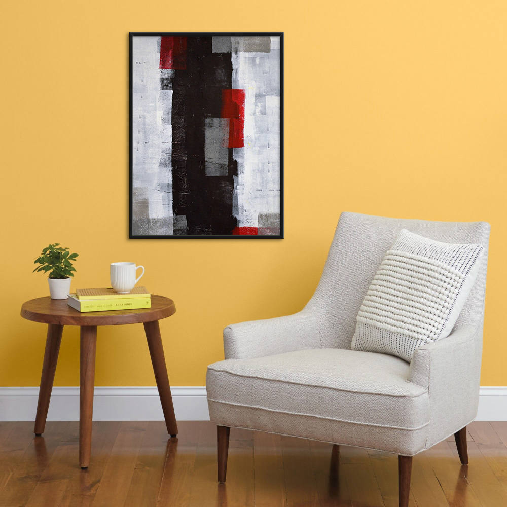 Whispers in Red, Embraced by Darkness Abstract Painting