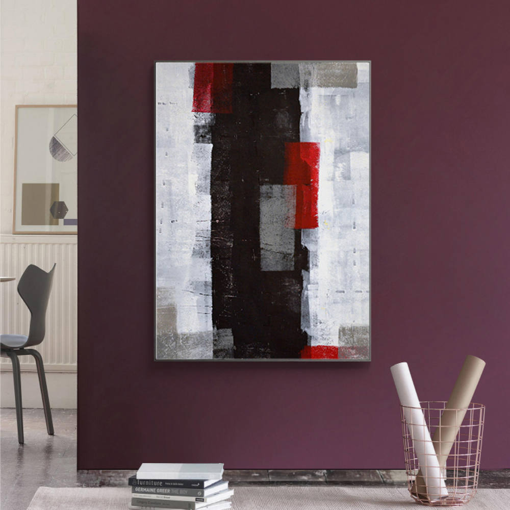 Whispers in Red, Embraced by Darkness Abstract Painting
