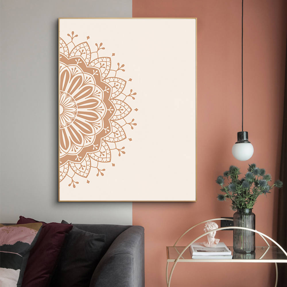 Half Mandala in Beige Harmony Canvas
