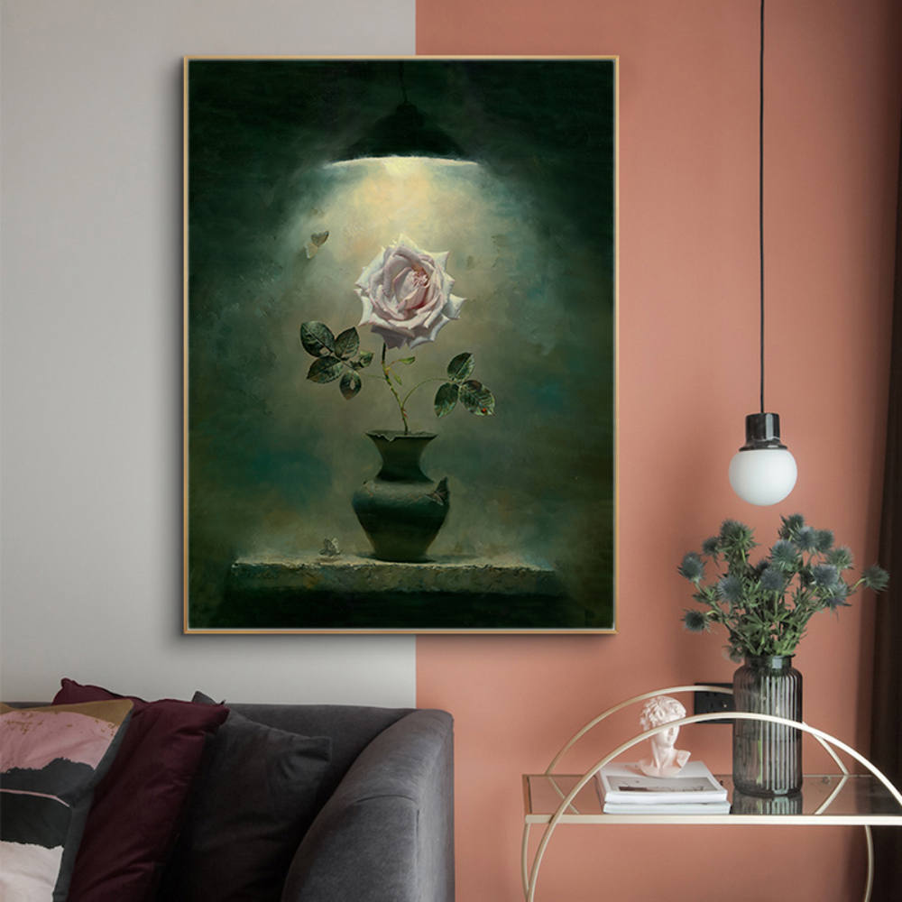 Antique Flowers in Vase: Home Decor Oil Painting