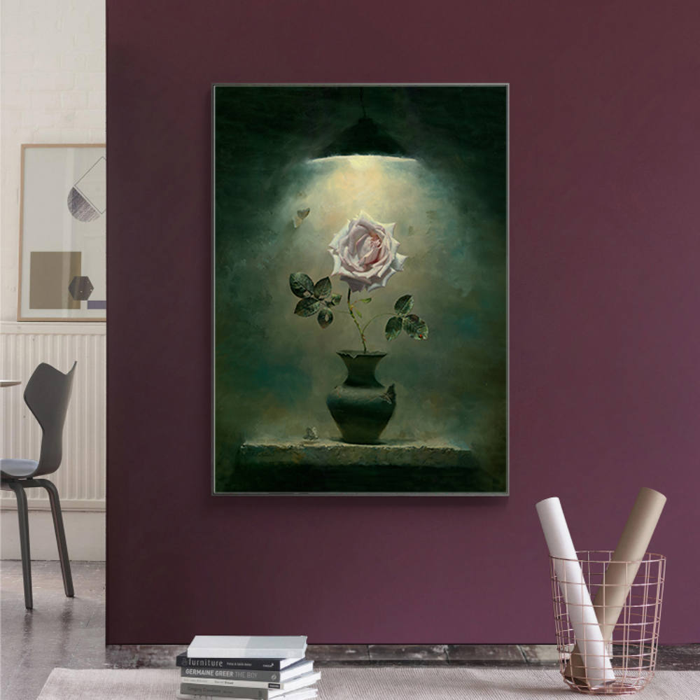 Antique Flowers in Vase: Home Decor Oil Painting