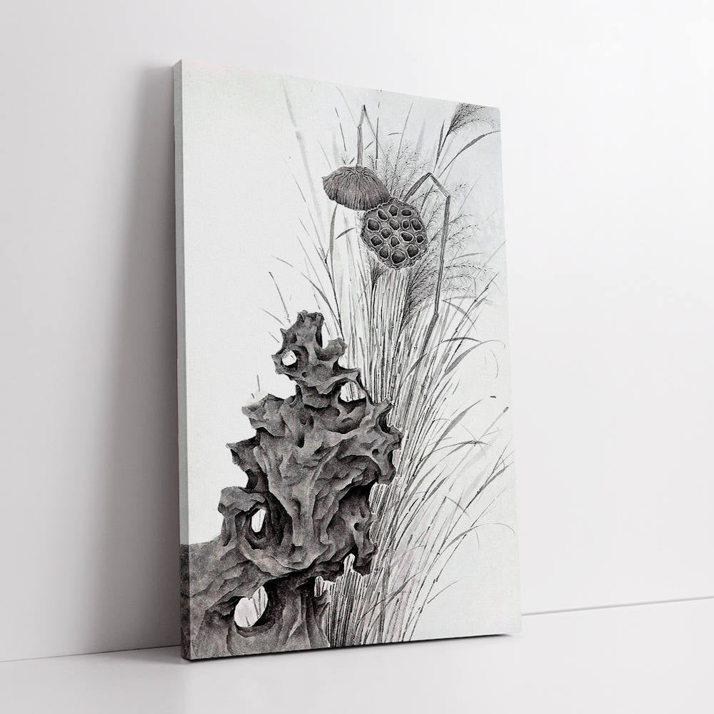 Lotus Essence: Grayscale Beauty Canvas