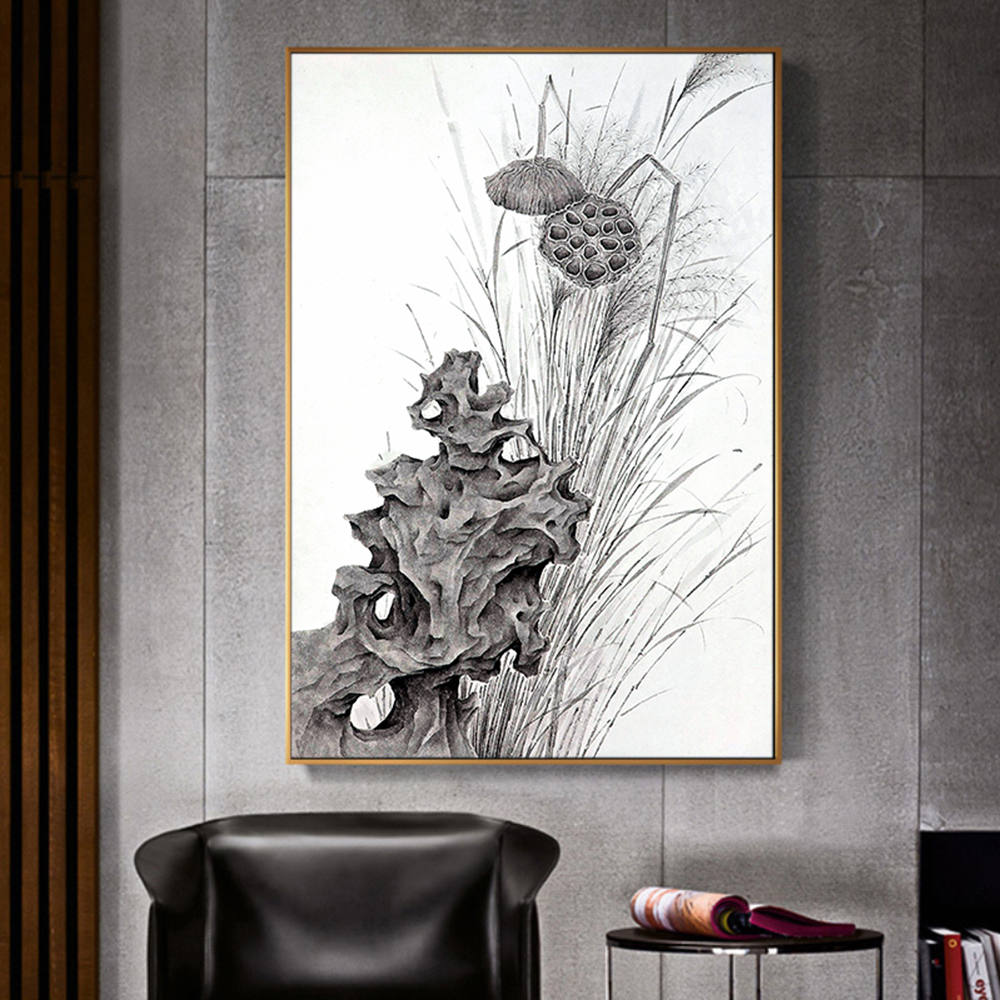 Lotus Essence: Grayscale Beauty Canvas