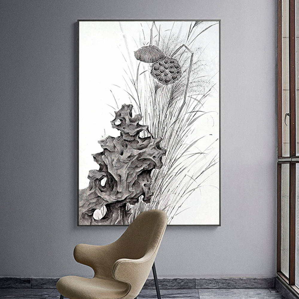 Lotus Essence: Grayscale Beauty Canvas