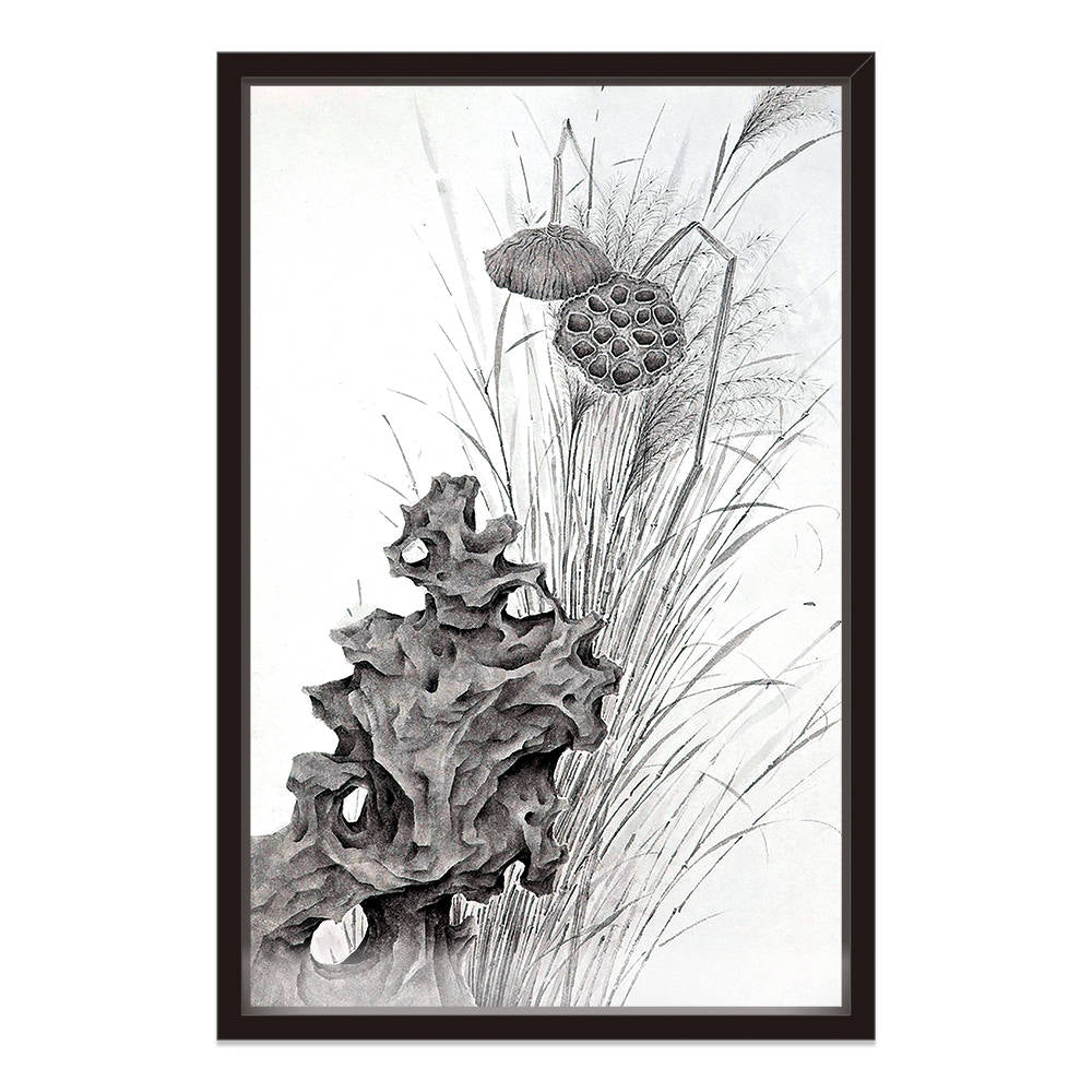 Lotus Essence: Grayscale Beauty Canvas