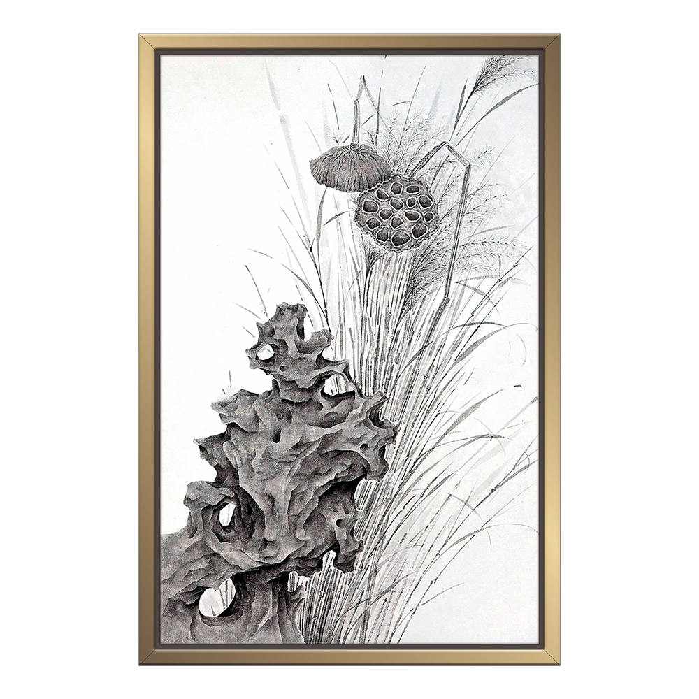 Lotus Essence: Grayscale Beauty Canvas