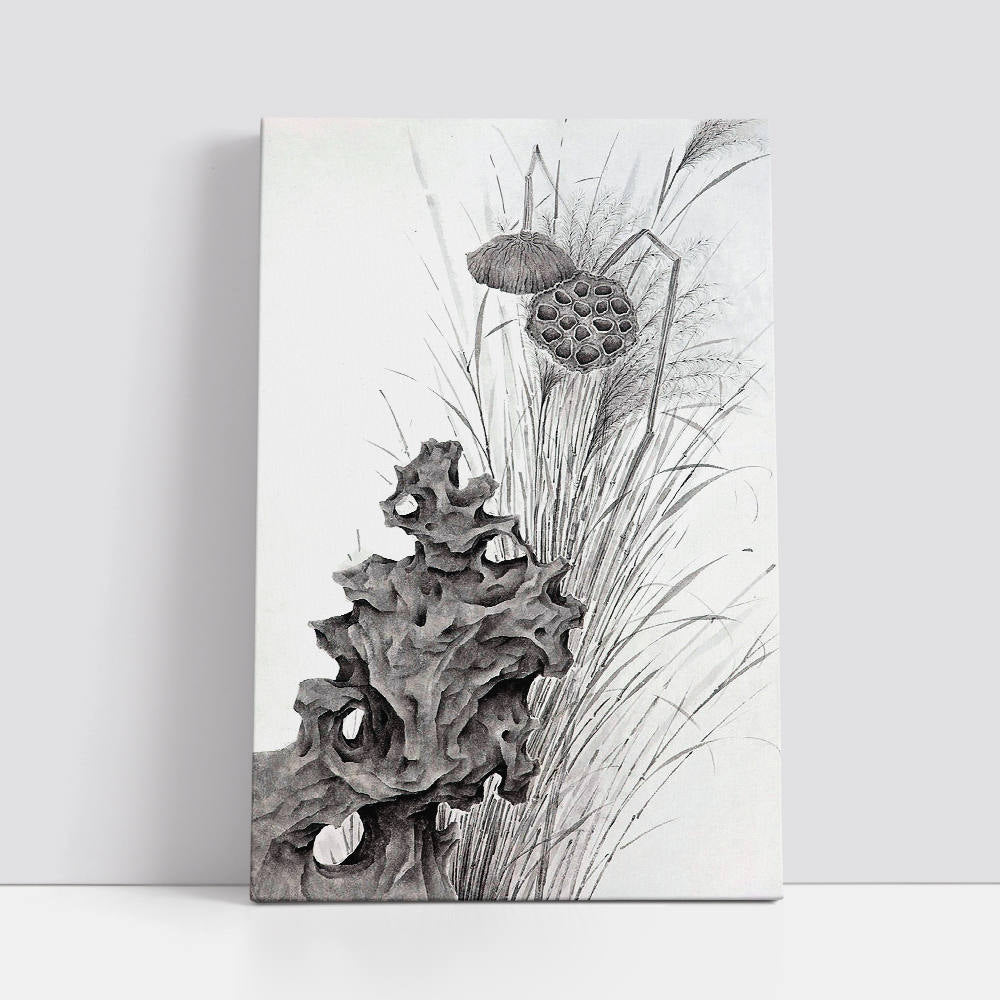 Lotus Essence: Grayscale Beauty Canvas