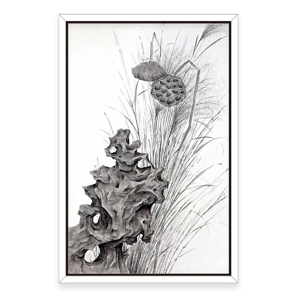 Lotus Essence: Grayscale Beauty Canvas
