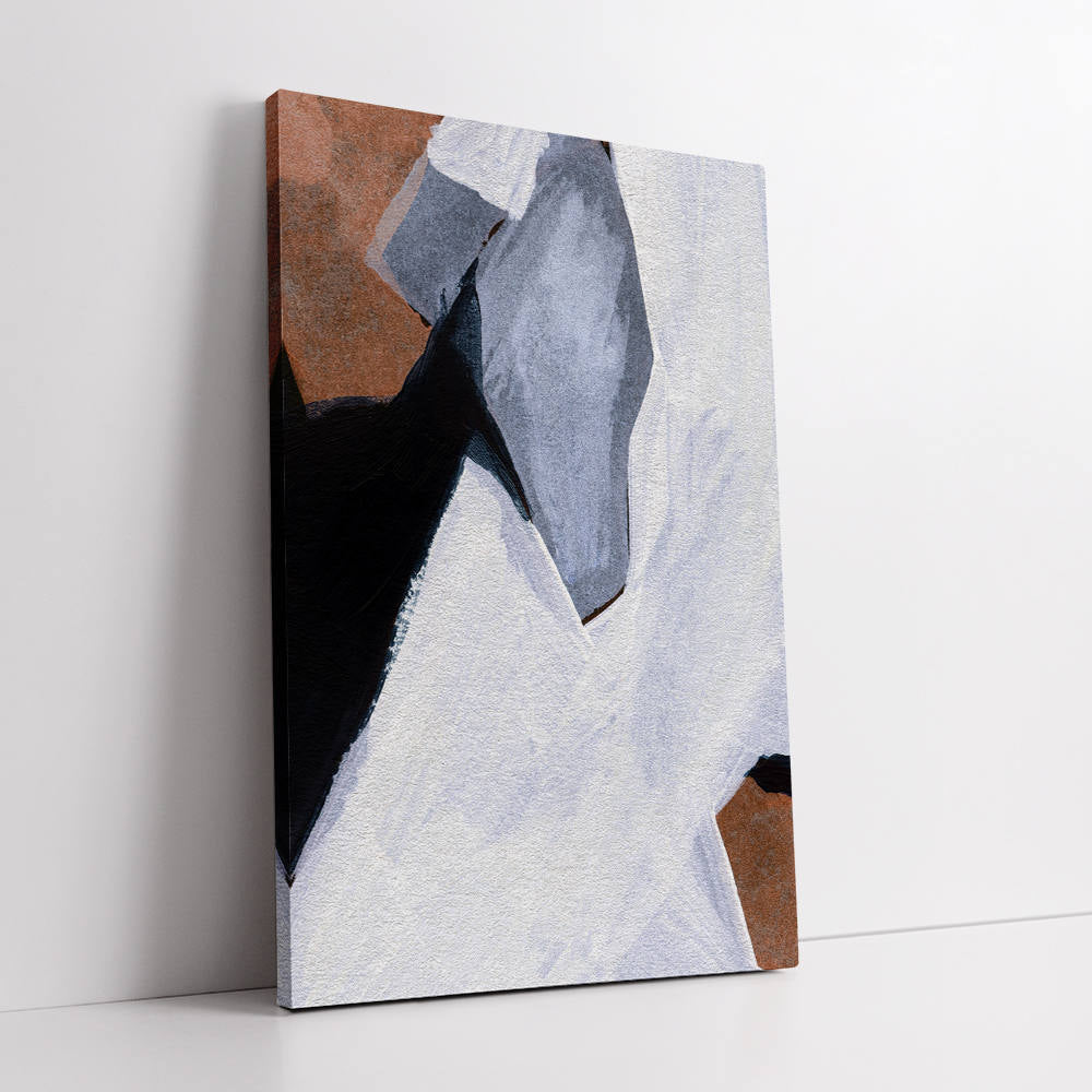 Simple White on Black Abstract Oil Painting