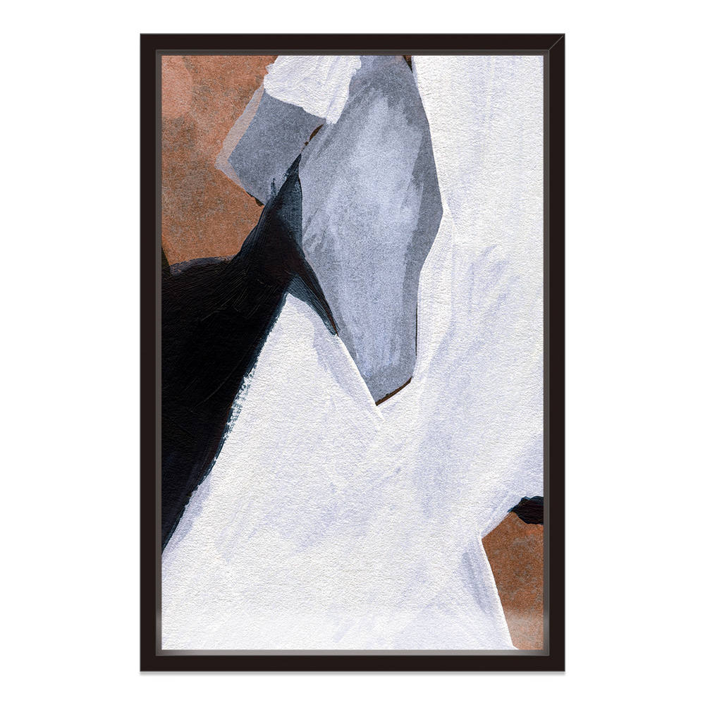 Simple White on Black Abstract Oil Painting