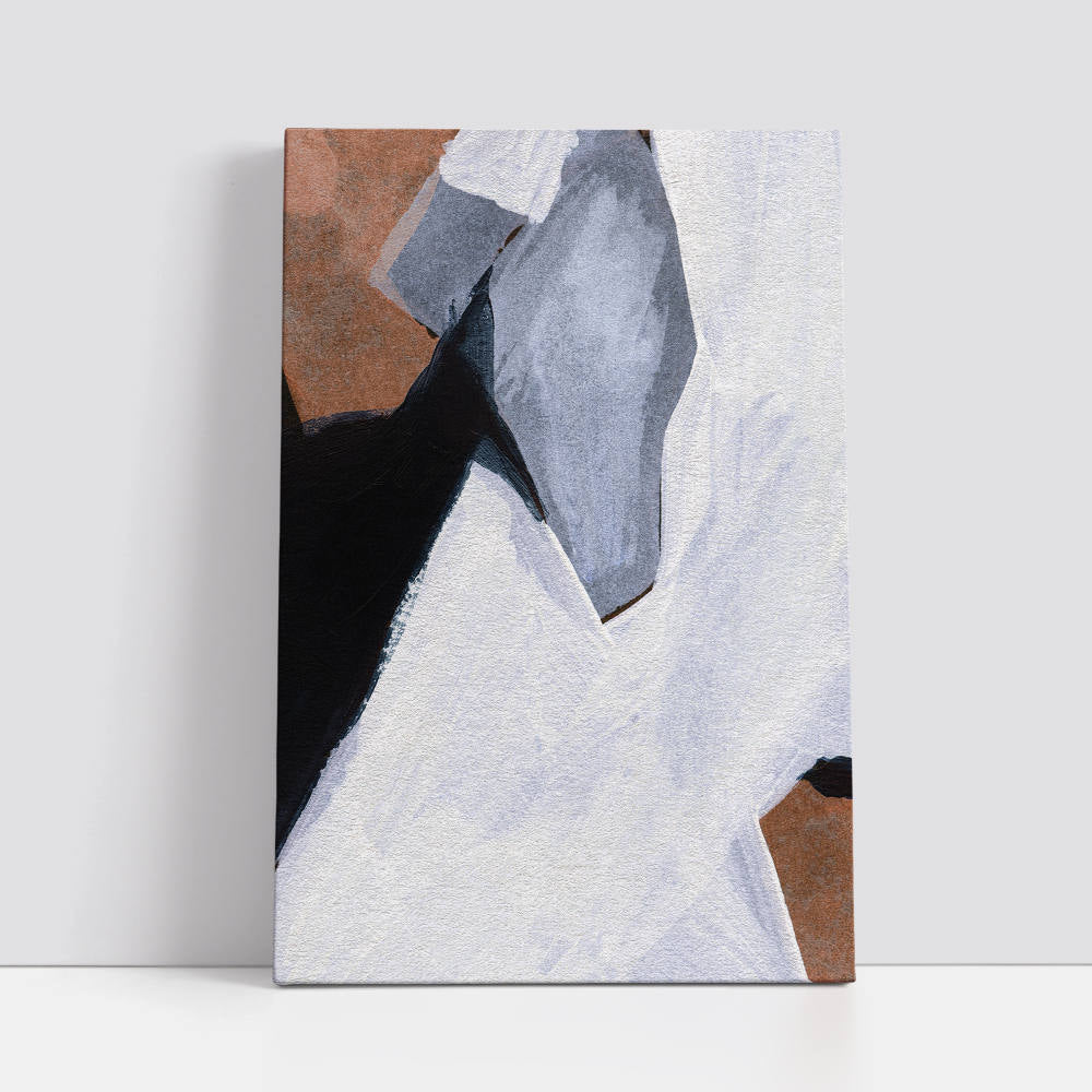 Simple White on Black Abstract Oil Painting