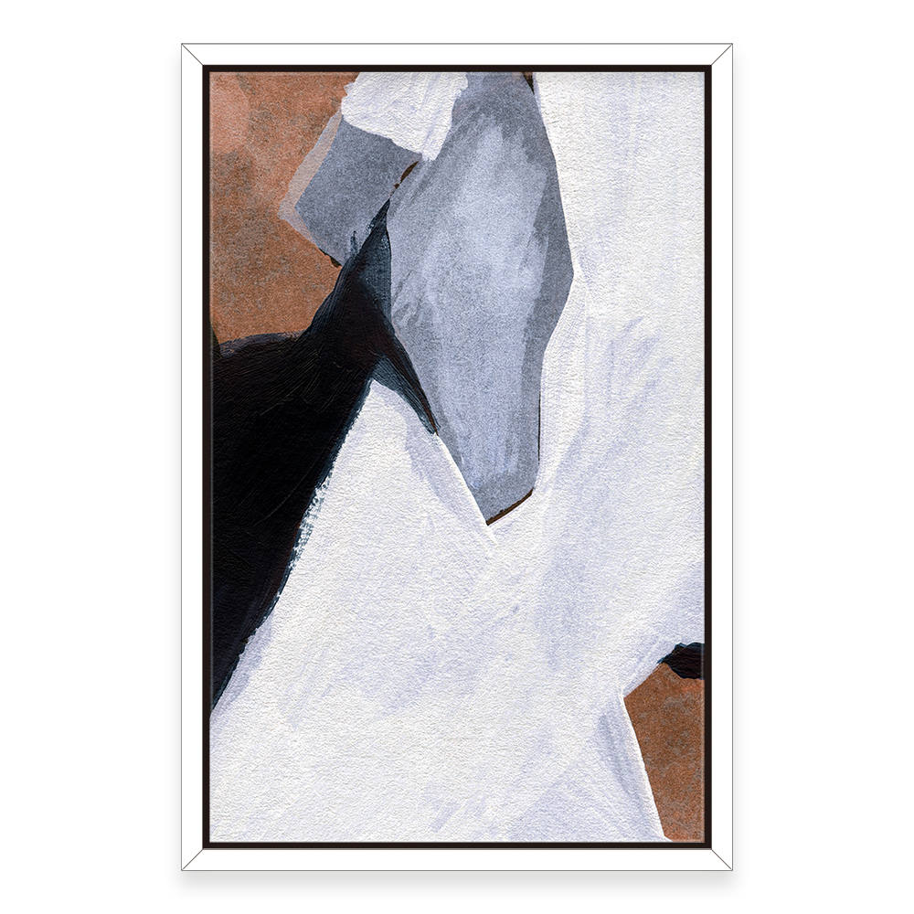 Simple White on Black Abstract Oil Painting