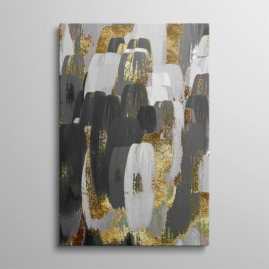 Strokes of Black, White and Gold Wall Art