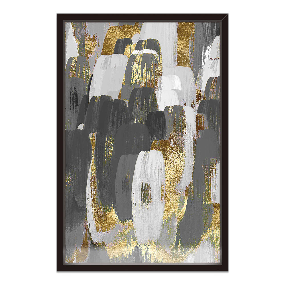 Strokes of Black, White and Gold Wall Art