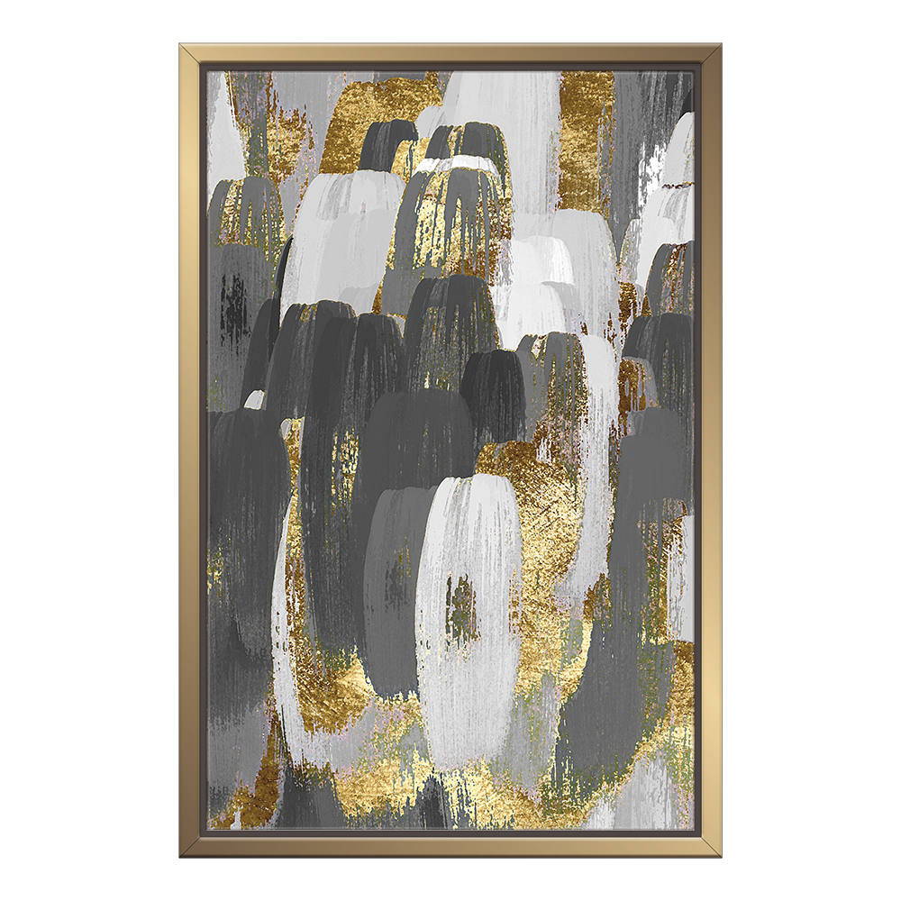 Strokes of Black, White and Gold Wall Art