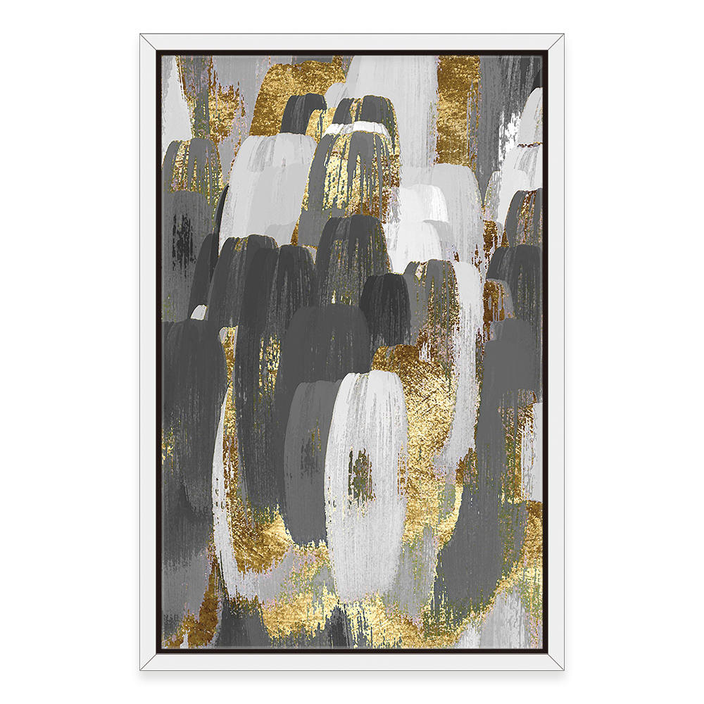Strokes of Black, White and Gold Wall Art