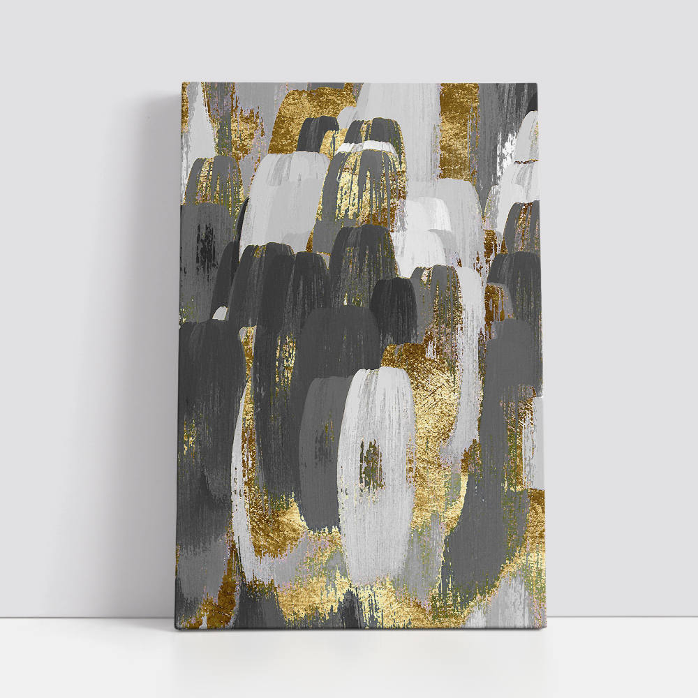 Strokes of Black, White and Gold Wall Art