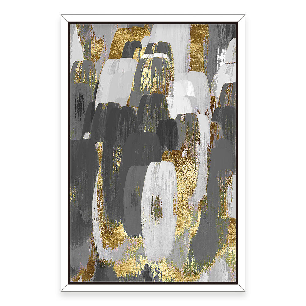 Strokes of Black, White and Gold Wall Art